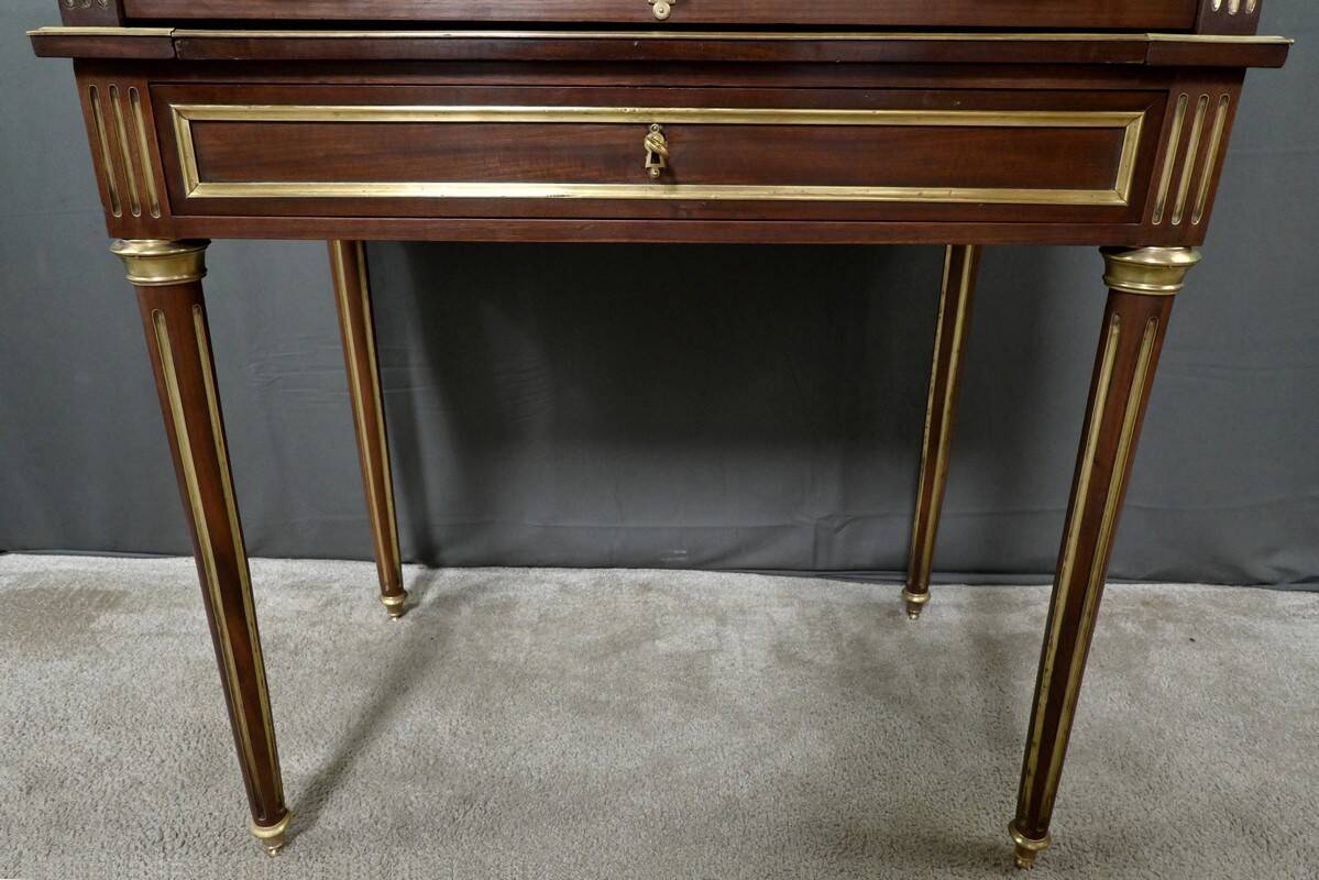Small Mahogany Cylinder Desk, Louis XVI Style – Mid-19th Century