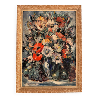 Still life painting signed Auguste Jean Gribouval (19th / 20th century)