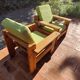 Pair of vintage brutalist lounge chairs in solid pine, 1980s DLG Regain