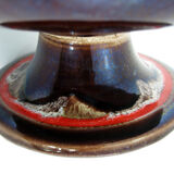 Brown and red ceramic fruit bowl Vallauris France, vintage 70s