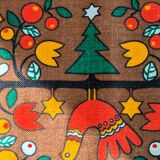 Chemin de table vintage en jute, motifs Noël, années 60