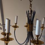 Lustre design 8 feux  métal en laiton doré