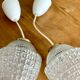 Pair of glass and vintage brass suspension