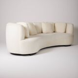 WHITE MOHAIR HALF MOON SOFA