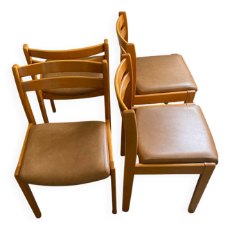 Set of 4 vintage ash chairs