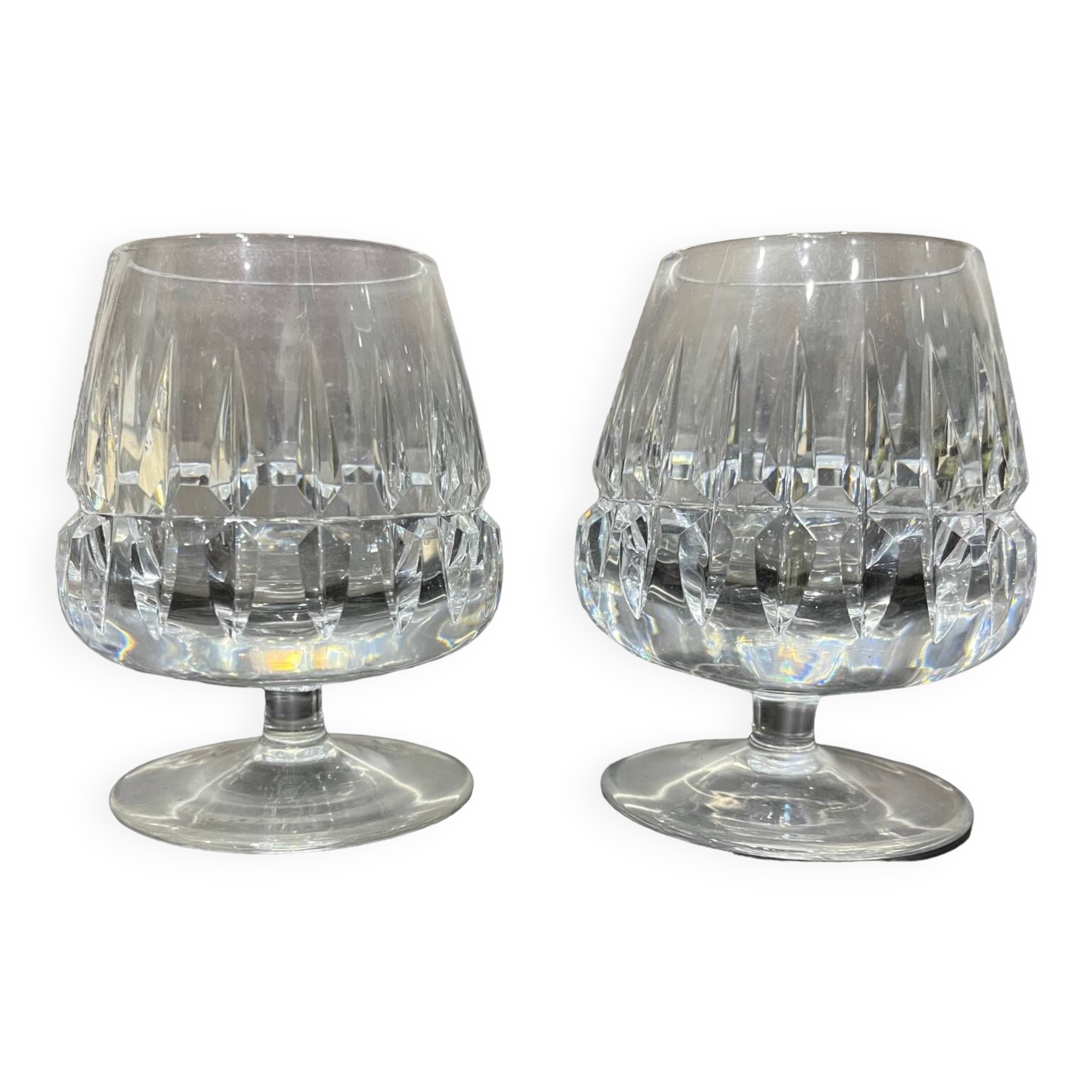 2 cut crystal alcohol glasses