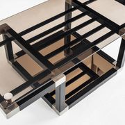 Coffee table attributed to Romeo Rega. Iron and smoked glass – France, 1980s.