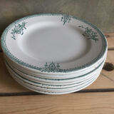 9 dessert plates Saint Amand 4003 art nouveau décor blue-green