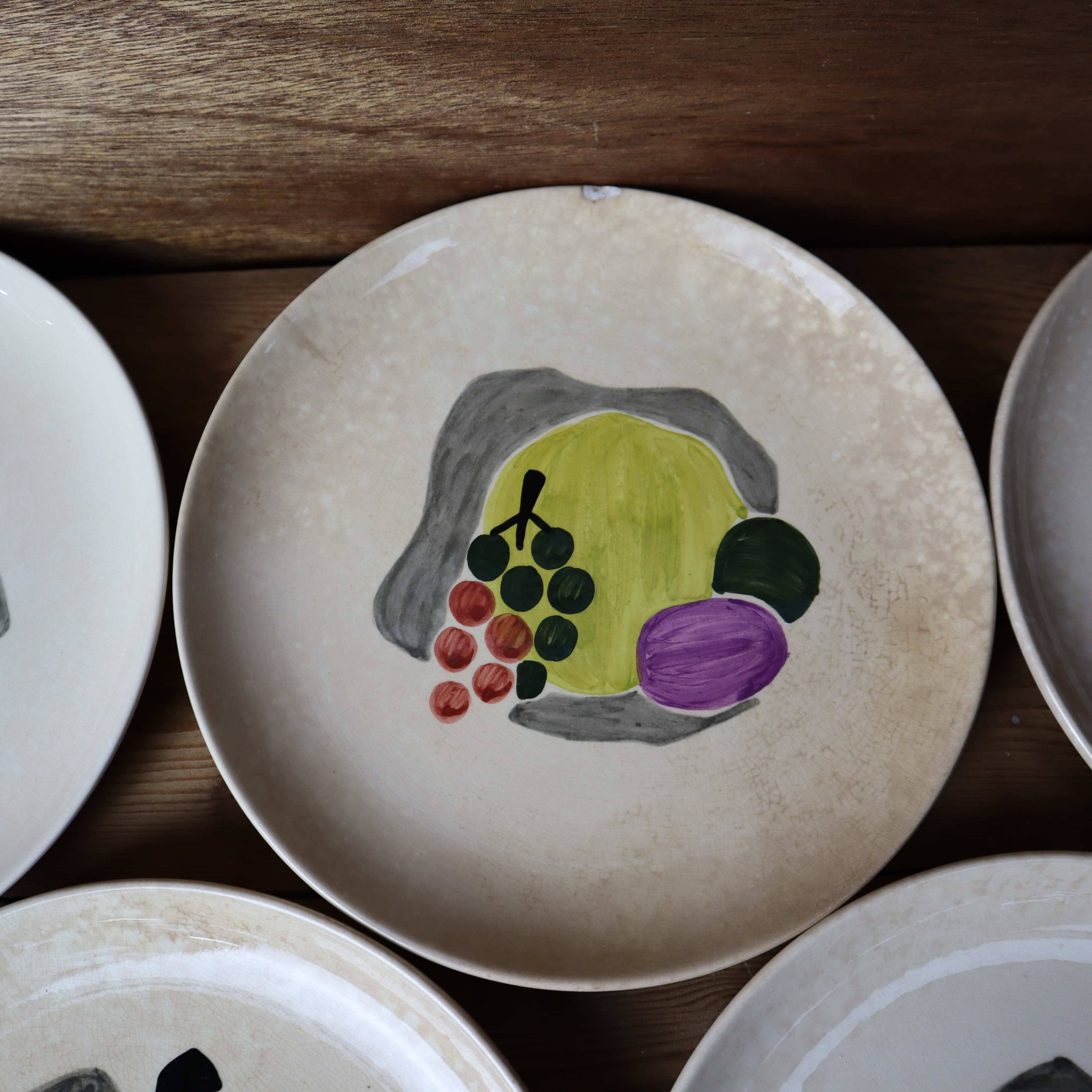 5 assiettes à dessert Villeroy et Boch peintes à la main