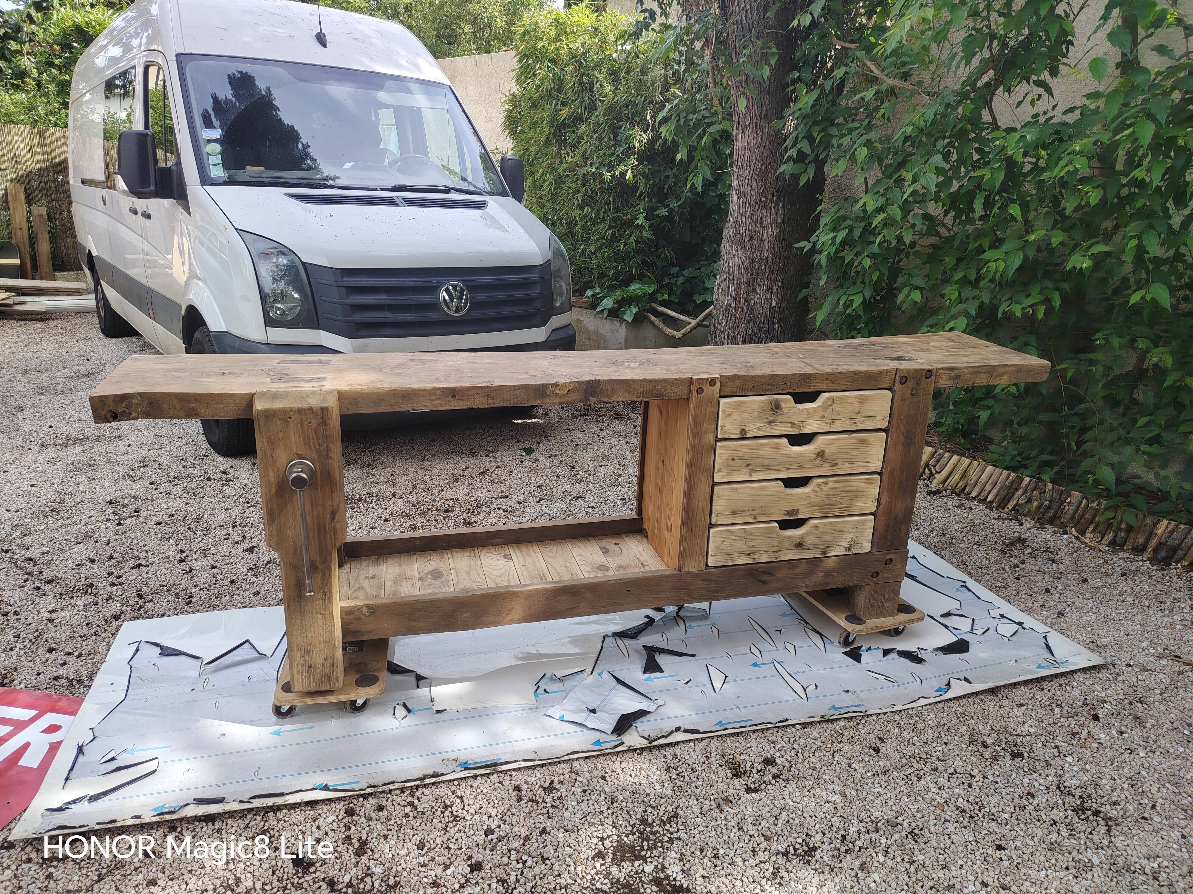 Old carpenter's workbench — industrial/rustic style