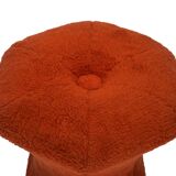 Pouf repose-pieds rond recouvert de peluche en forme de champignon vintage des années 60 et 70
