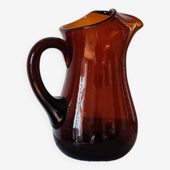 Amber blown glass pitcher