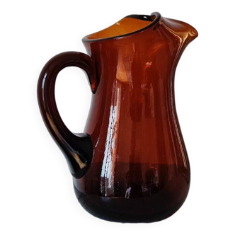 Amber blown glass pitcher