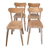 Set of 4 vintage bistro chairs in raw wood
