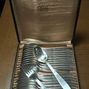 Alfénide art deco 24-piece silver-plated metal cutlery set, 84g hallmark