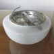 Half sphere ceiling light in opaline, made in Italy 1970