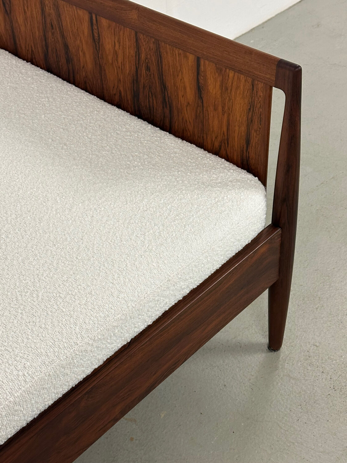 Danish Palisander Bed Daybed in Bouclé 1960s