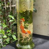 Vase « Nancy au coq émaillé» vert antique F. T. Legras