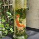 Vase “Nancy with enameled rooster” antique green FT Legras