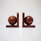 Art Deco Bookends in Solid Polished Burl Wood