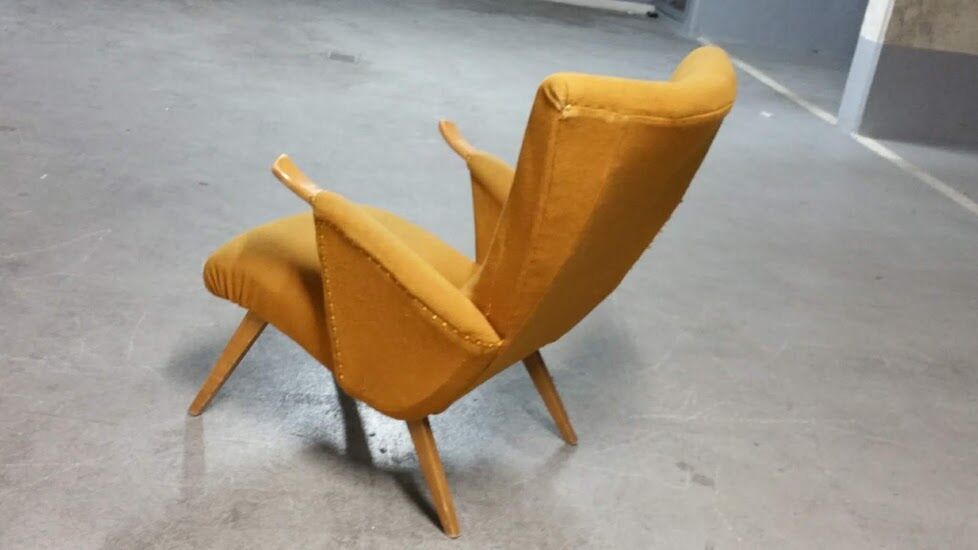 50s 60s Danish armchair has ears golden