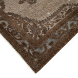 Hand-knotted carved anatolian 1980s 214 cm x 318 cm brown rug