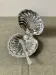 Metal shell butter dish with glass bowl and knife