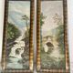 Pair of antique paintings. Romantic landscape diptychs.