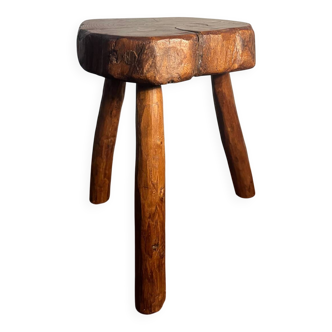 Brutalist tripod stool handmade solid oak