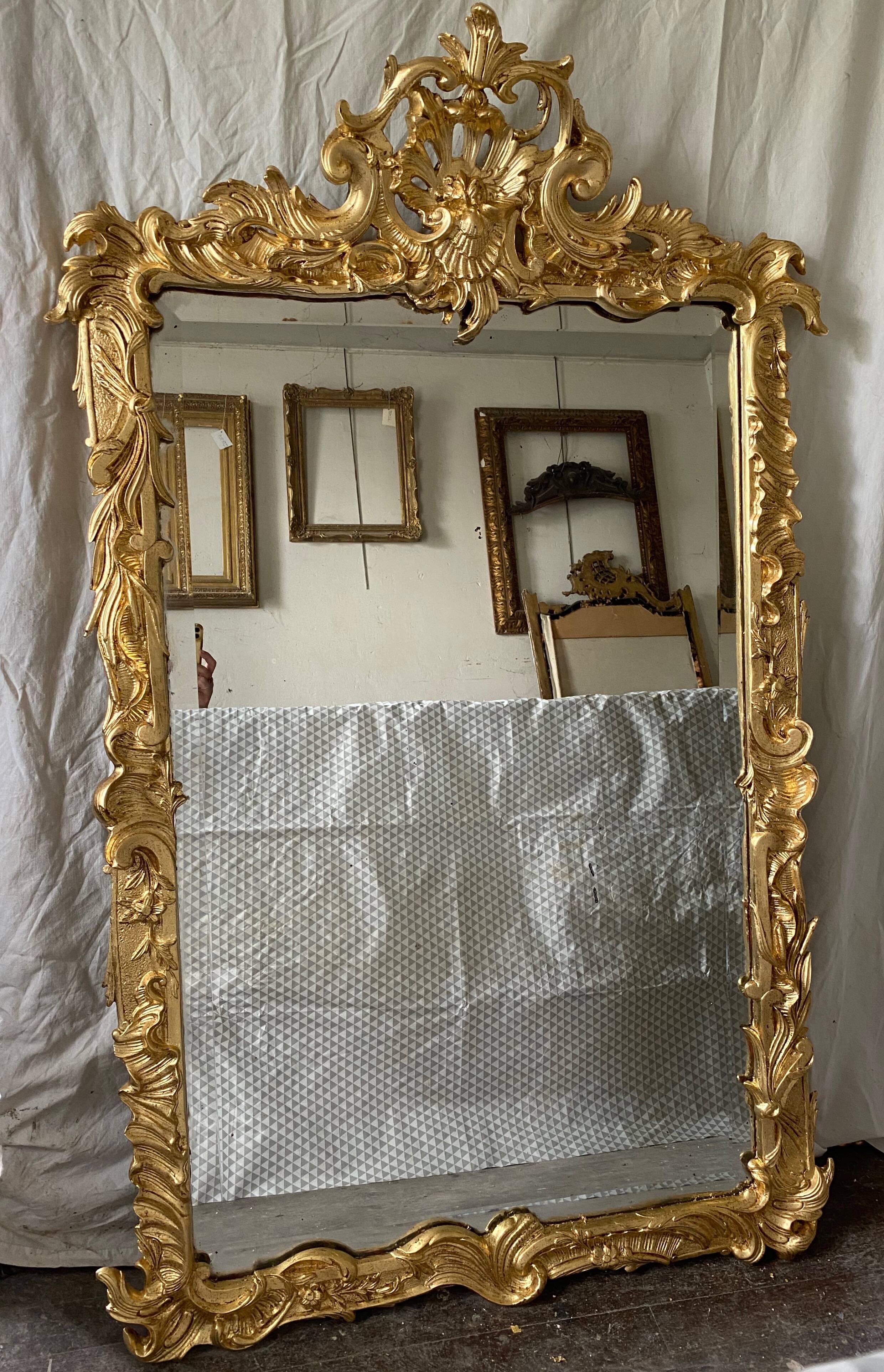 19th century gilded mirror with pediment