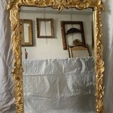 19th century gilded mirror with pediment
