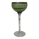 14cl Nancy Houillon crystal wine glass with green floral border