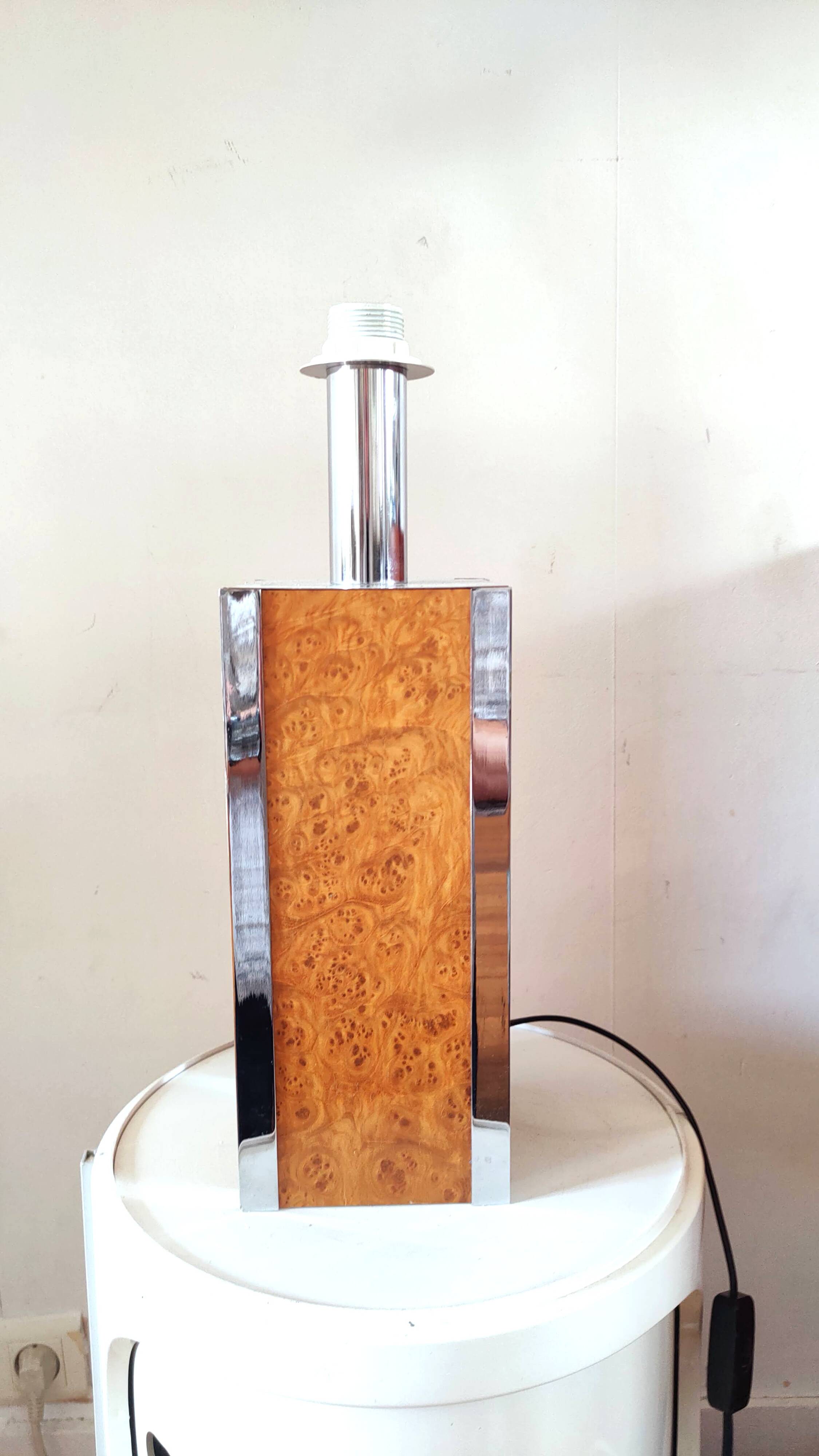 Chrome and wood lamp base, 60s-70s