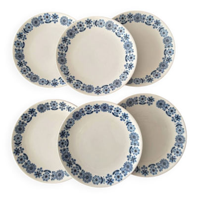 Lot de 6 assiettes à dessert Lunéville Blue Flowers – Vaisselle vintag