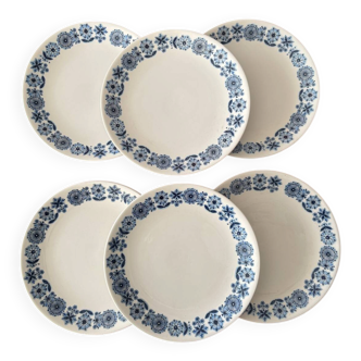Set of 6 dessert plates Lunéville Blue Flowers – Vintage crockery