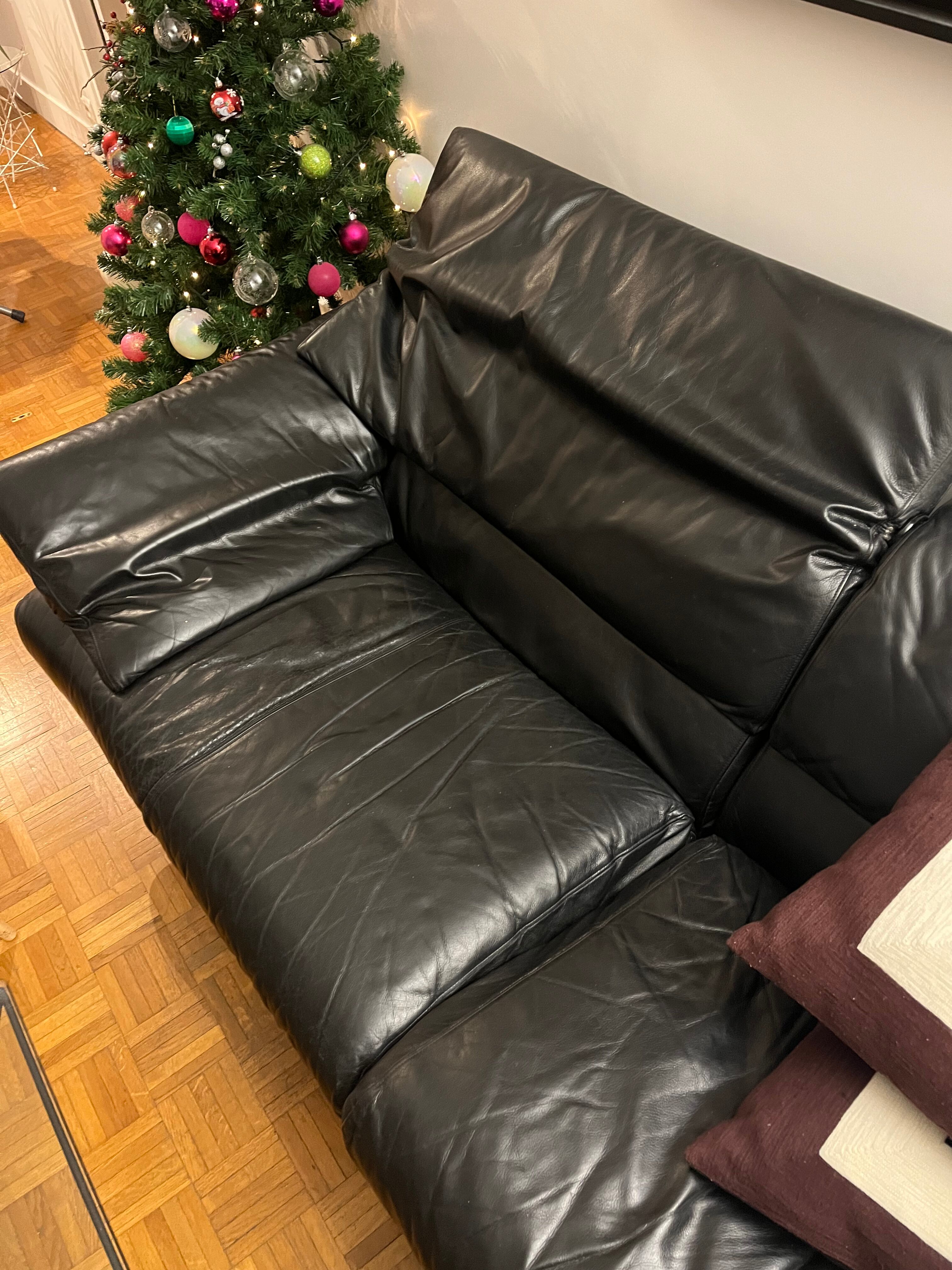Canapé Cuir noir Alanda de Paolo Piva pour B&B Italia