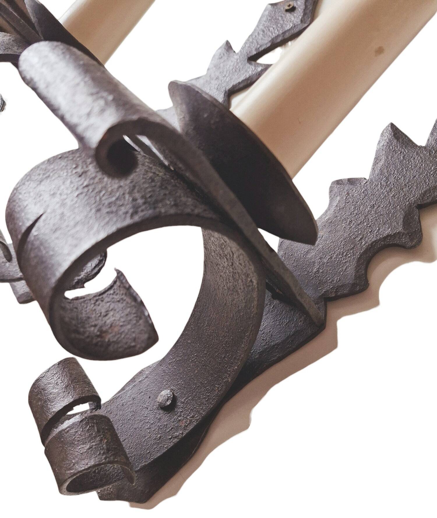 Duo of wrought iron wall lights Ateliers Marolles