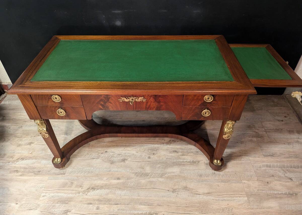 Double-sided Empire-style desk from the Egyptian return in mahogany.