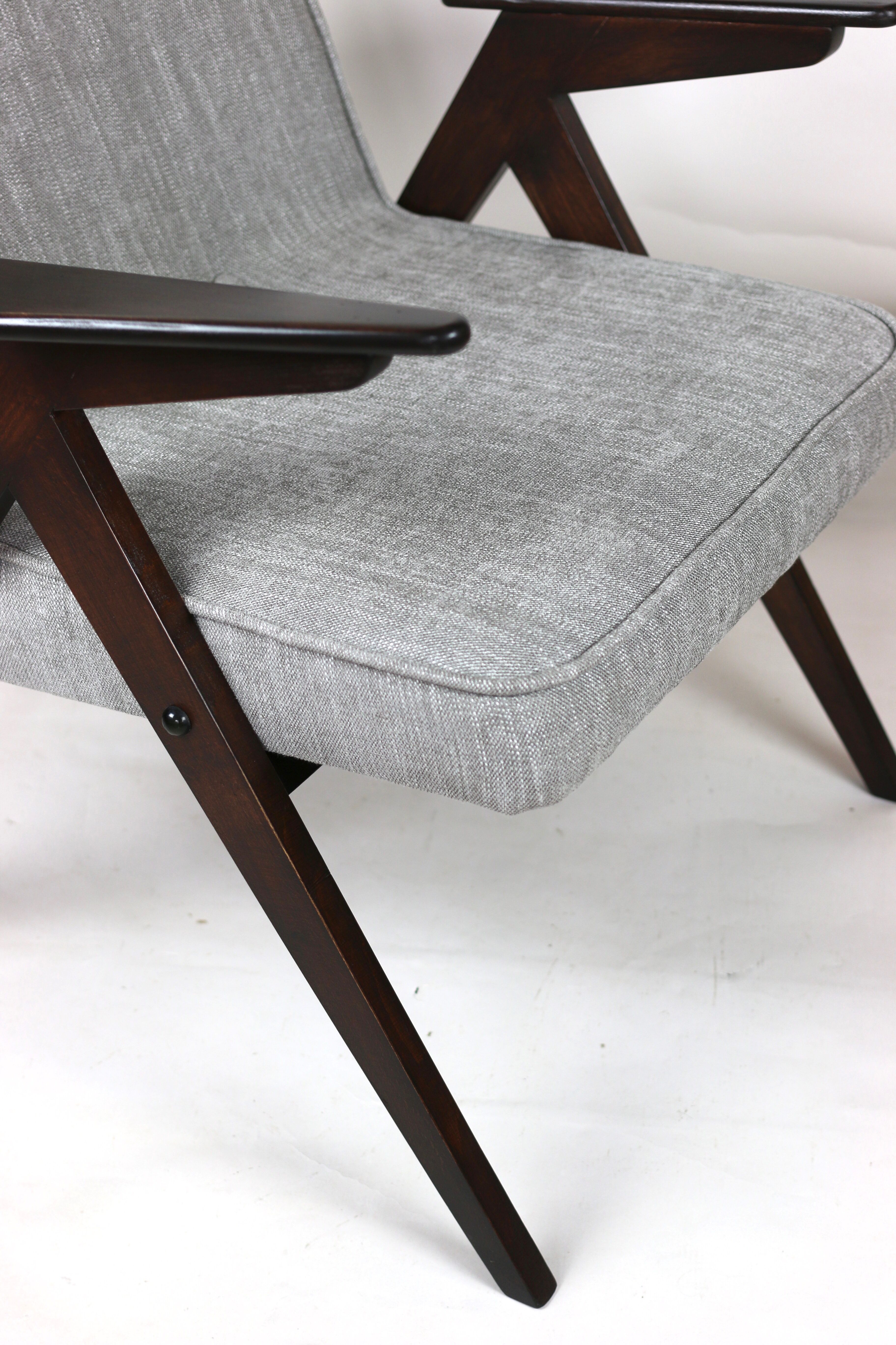 Light grey silver Bunny armchair by Józef Chierowski, 1970s