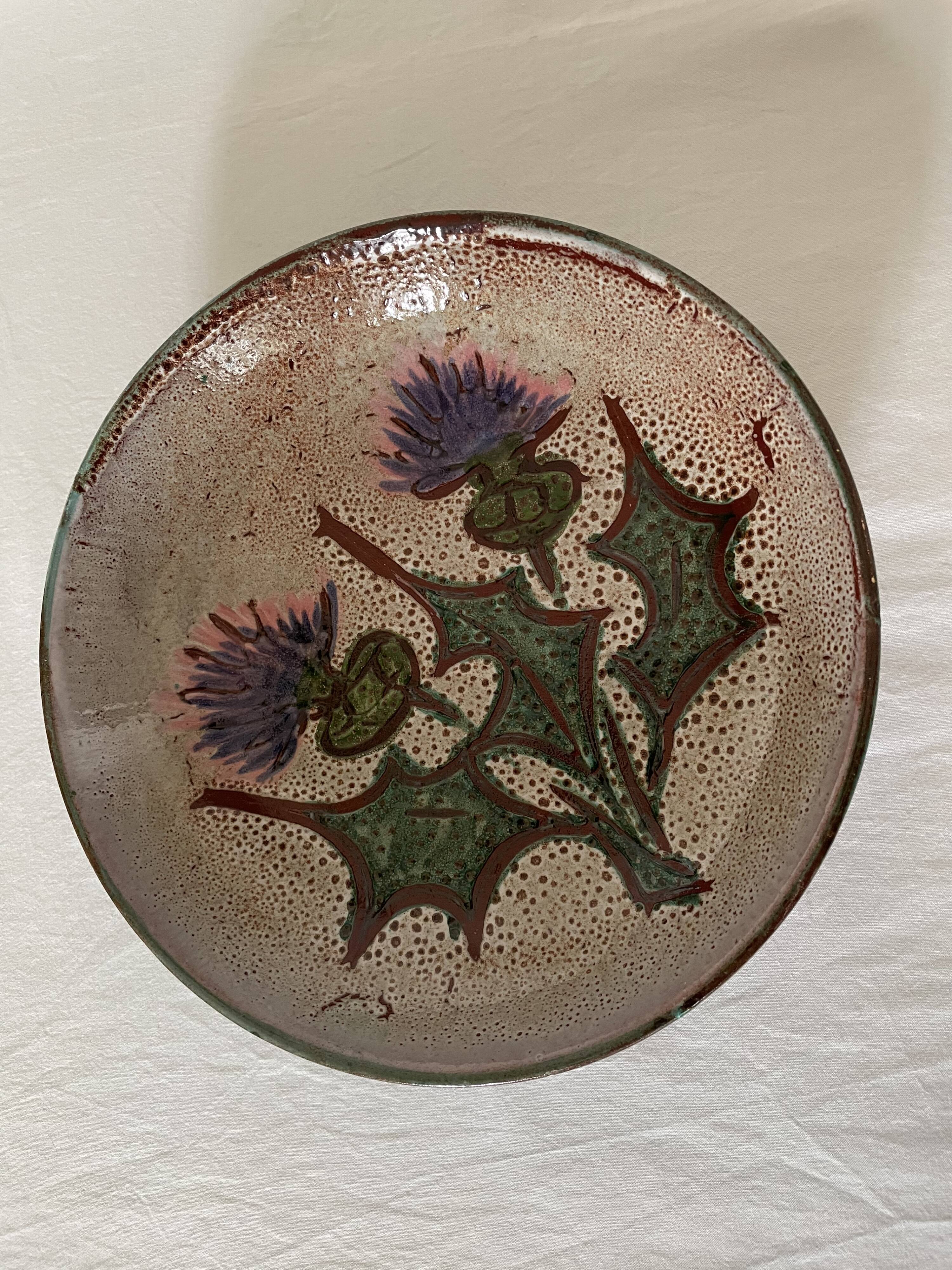 Vallauris deep plate with thistles