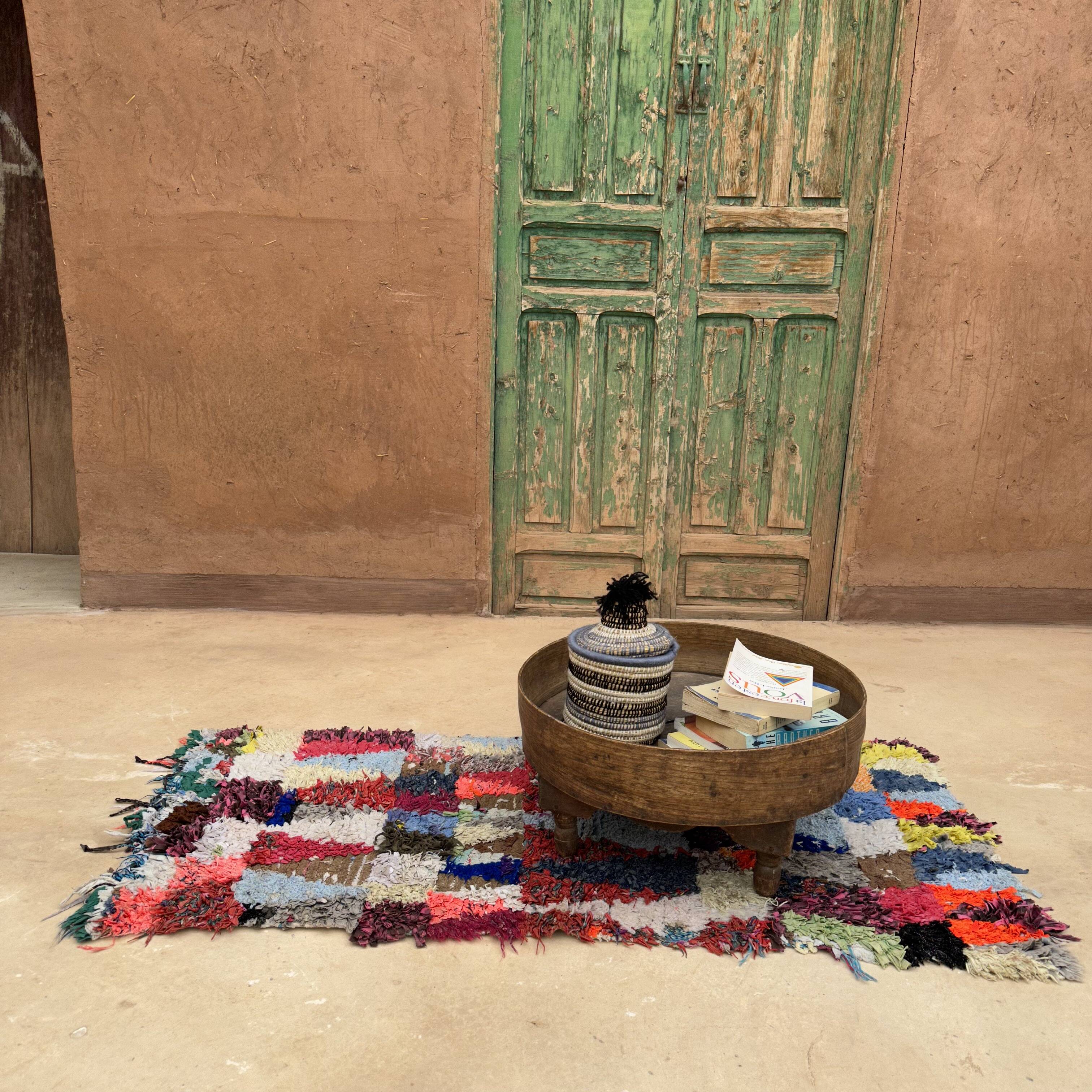 Colorful Boucherouite Moroccan rug - 64 x 137 cm