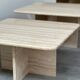 Set of three Italian travertine nesting / side tables, 1970s–1980s