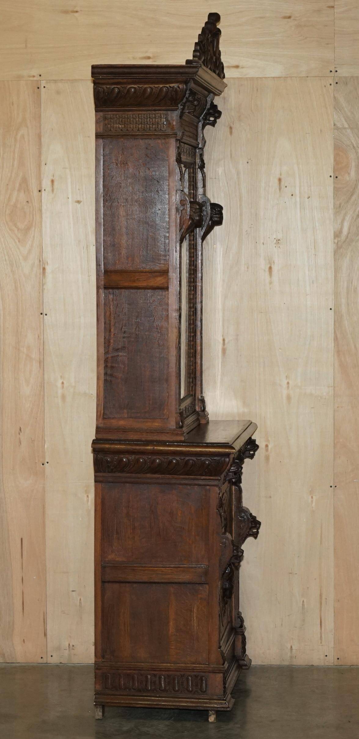 Pair of Victorian Jacobean Gothic Revival bookcases