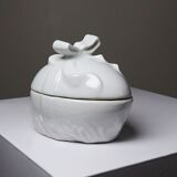 Jewellery box or Easter sweet jar in white porcelain Apilco Deshoulières