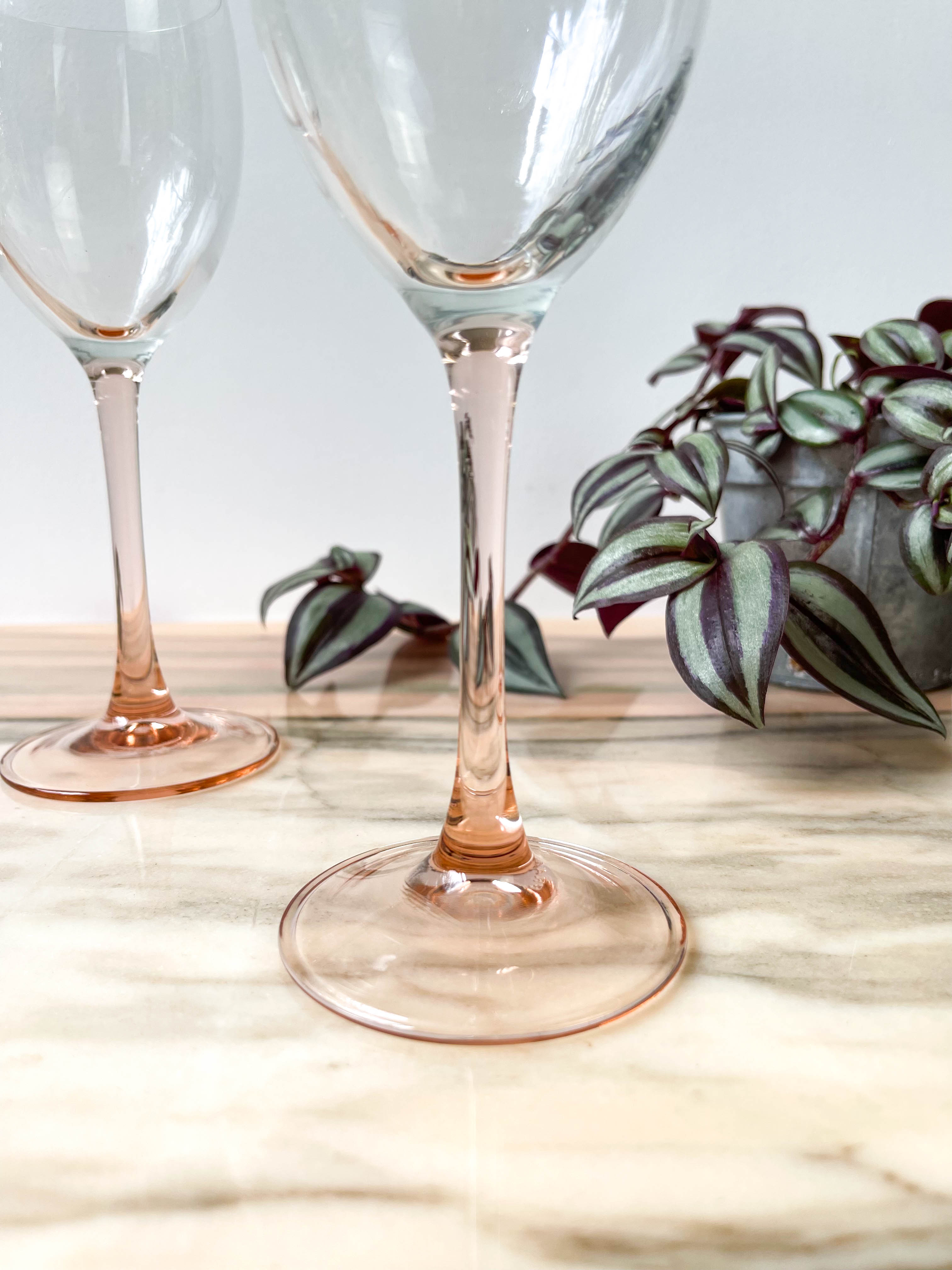 6 glasses of wine white foot pink vintage luminarc model "rosé"
