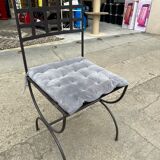 Set of 4 wrought iron chairs with seat cushions