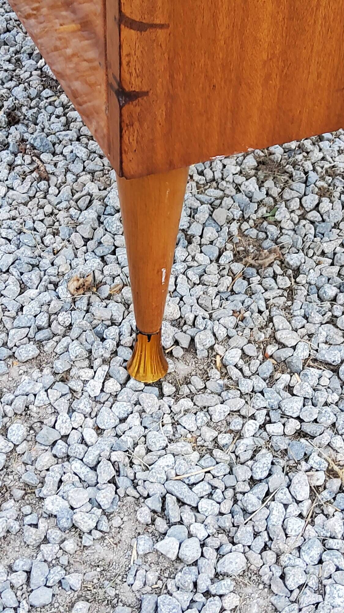 Vintage golden mahogany chest of drawers 3 drawers conical feet from the 60s