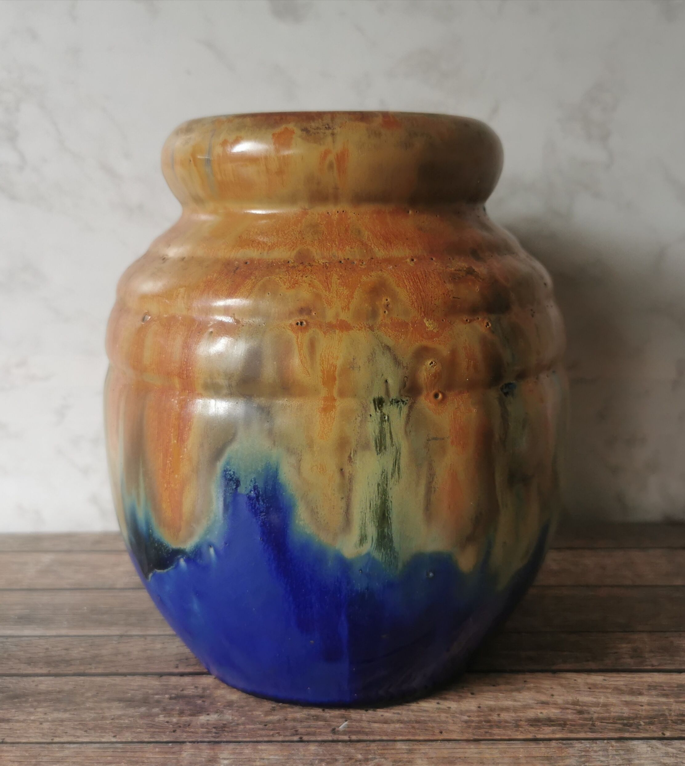 Enamelled sandstone vase G. Metenier