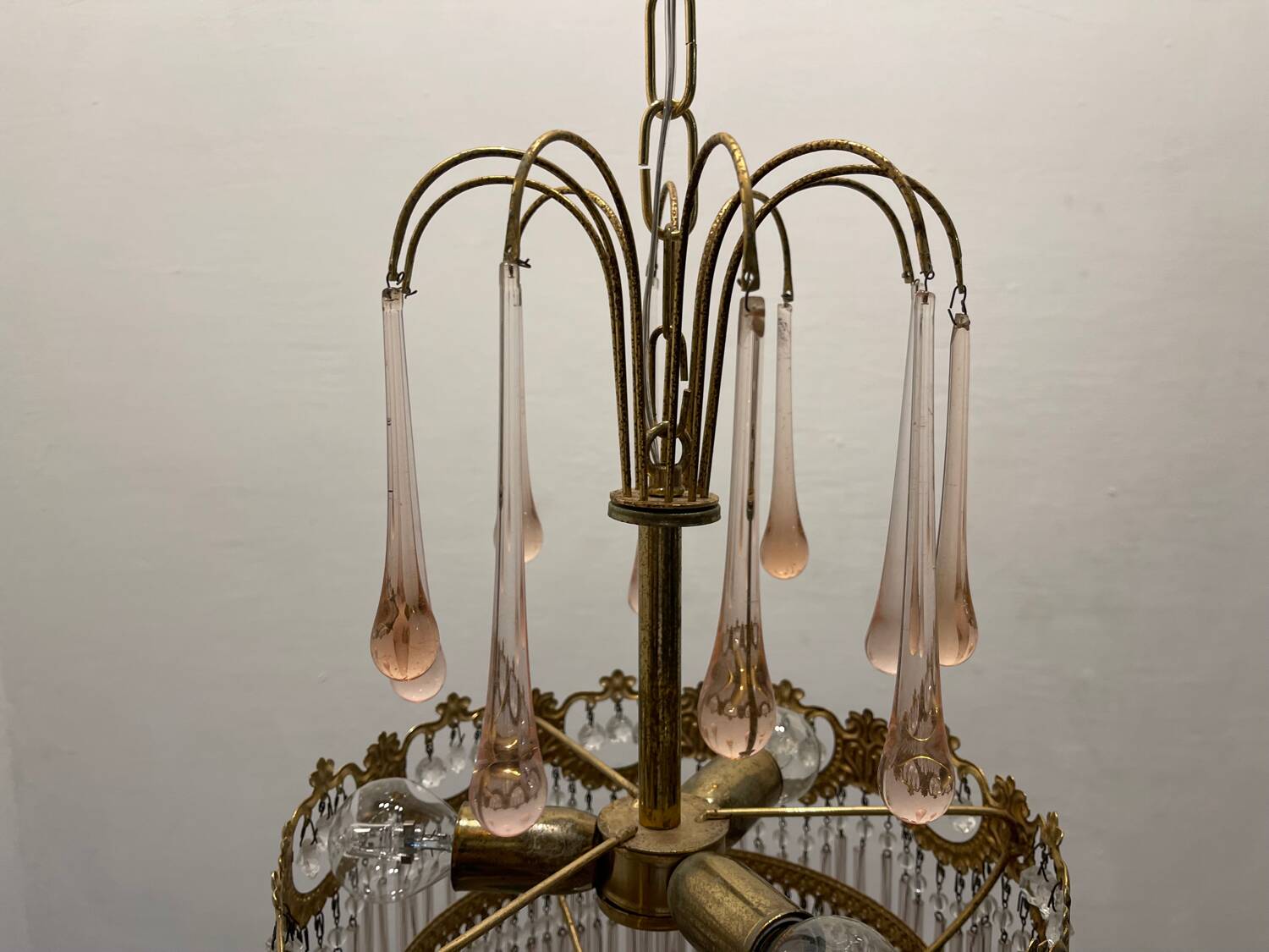 Pink Murano Glass Rod Chandelier