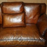Pair of Ralph Lauren Jamaica club sofas restored in leather.